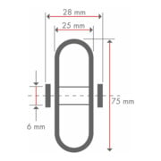 BS Rollen Gummirad Ø 75 mm, Kunststoff, grau, Tragkraft 60 kg, Gleitlager-3