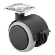 Kunststoff Doppelrolle mit Feststeller, Platte, 40