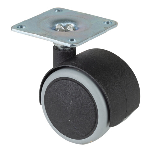 BS Rollen Kunststoffdoppelrolle D.40 mm Trgf. 30 kg m.Platte PA