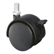 BS Rollen Kunststoffdoppelrolle m.Feststeller D.50mm Trgf. 40kg m.Gew.stift M10 Ku.schwarz