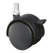 BS Kunststoff Doppelrolle mit Feststeller für weiche Böden + Gewindestift für weiche Böden