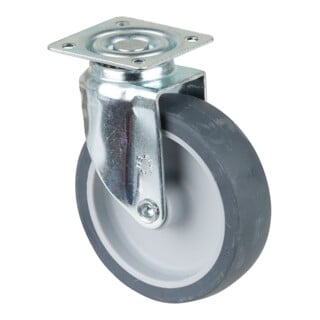 BS Rollen Lenkrolle A200.A80, mit Platte, Durchmesser 80, B 21mm, 50kg, Gummi