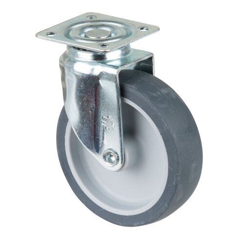BS Rollen Lenkrolle A200.A80, mit Platte, Durchmesser 80, B 21mm, 50kg, Gummi