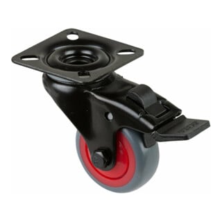BS Rollen Lenkrolle A820.A85.03 mit Totalfeststeller mit Platte, Ø 50, B 20mm 50kg, TPR