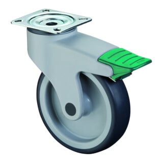 BS Rollen Lenkrolle C130.A81 Richtungsfeststeller Ø 100 B 32mm 100kg Gummi
