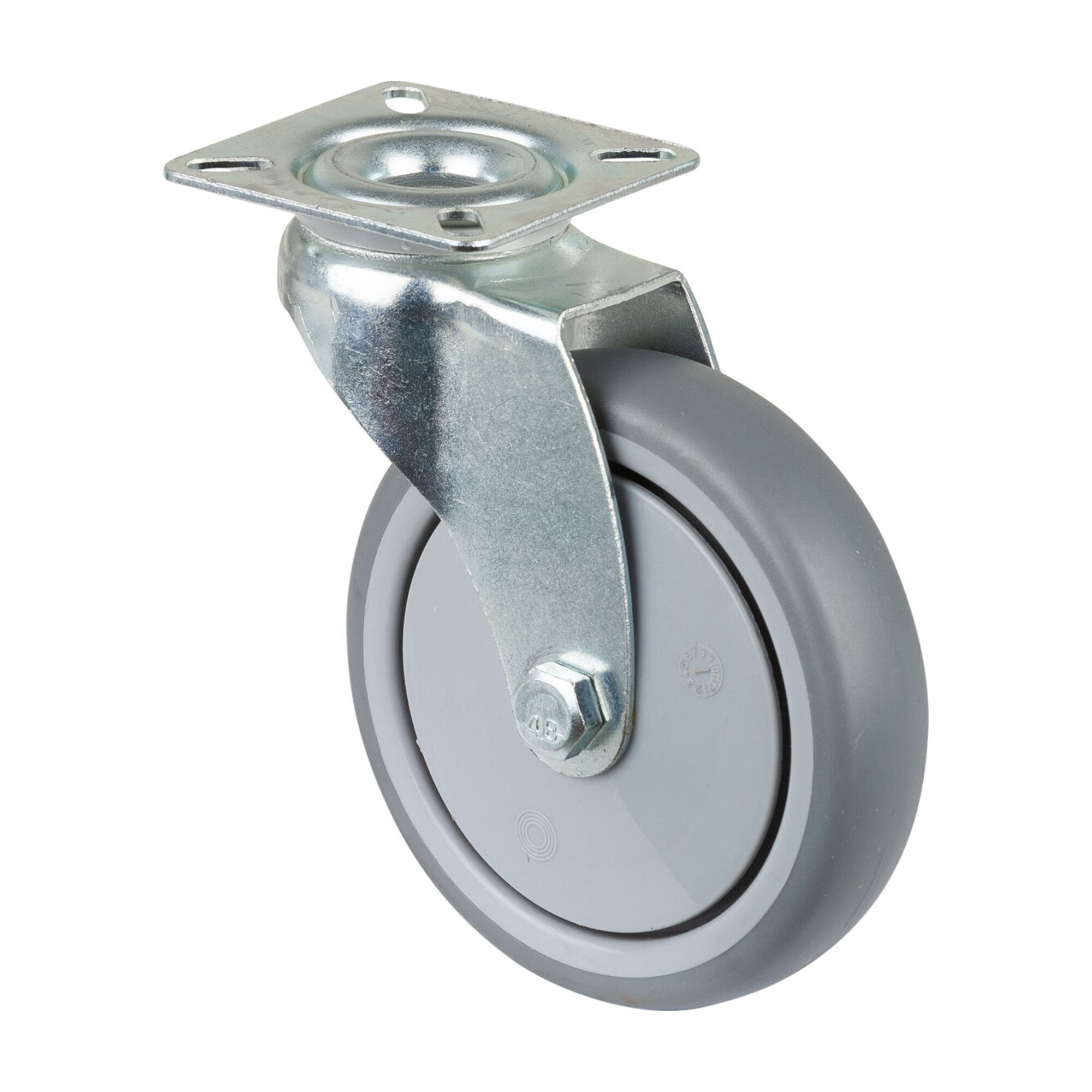 BS Rollen Lenkrolle D.100mm Trgf.70kg m.Platte Gum.grau