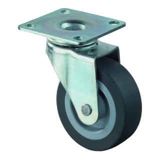 BS Rollen Lenkrolle D.50mm Trgf. 40kg m.Platte Gum.grau