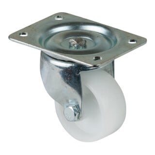 BS Rollen Lenkrolle D. 58mm Trgf. 80kg Kunststoffrad weiß Platte 93x70mm