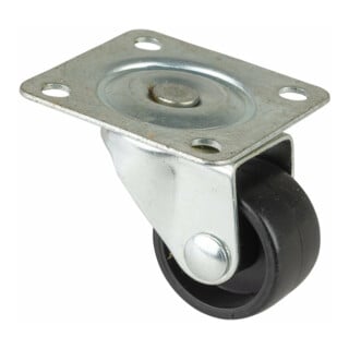 BS Rollen Lenkrolle F25, mit Platte, Durchmesser 25, B 14mm, 15kg Kunststoff