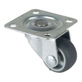 BS Rollen Lenkrolle F26, mit Platte, Durchmesser 25, B 13mm 15kg, Gummi