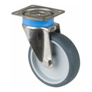 BS Rollen Lenkrolle G100.A80 mit Platte, Ø 100 B 28mm, 60kg Gummi