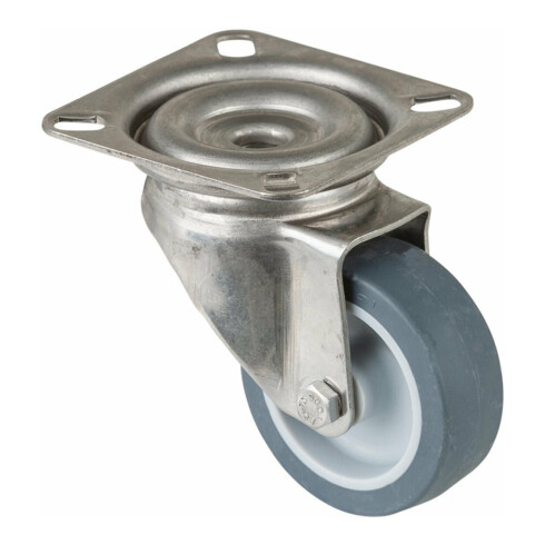 BS Rollen Lenkrolle G100.A80 mit Platte, Ø 50, B 18mm 40kg Gummi