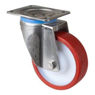 BS Rollen Lenkrolle L101.B43 Rad Ø 150mm 450kg Edelstahl Polyurethan rot