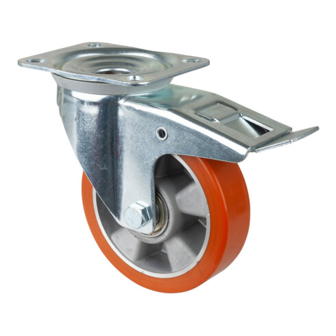 BS Rollen Lenkrolle m.Feststeller D.150mm Trgf. 250kg m.Platte Kugell.Guß-PUR