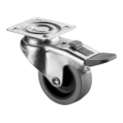 BS Rollen Lenkrolle m.Feststeller D.50mm Trgf. 35kg m.Platte Gleitlager Gum.grau