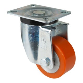 BS Rollen Lenkrolle N100.B90, mit Platte, Durchmesser 80, B 40mm 250kg, Guss-Polyurethan