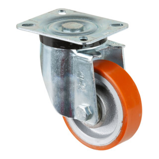 BS Rollen Lenkrolle N100.C10 mit Platte, Ø 100, B 30mm 300kg Guss-Polyurethan