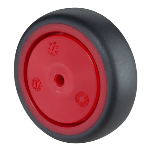 BS Rollen Roue en caoutchouc A85.F003, diamètre 75 gris, axe diamètre 6, 60kg