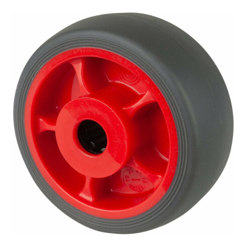 BS Rollen Roue en caoutchouc B44.F003, diamètre 80 gris, axe diamètre 12, 100kg