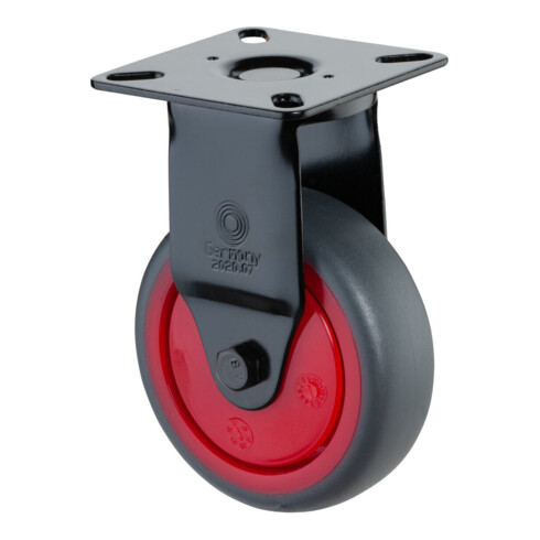 BS Rollen Roulette fixe A810.A85.03, diamètre 75 mm, L 25 mm, 60 kg avec plaque de fixation, gris
