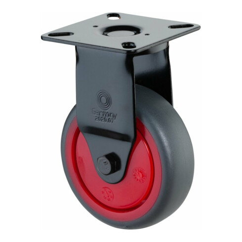 BS Rollen Roulette fixe A810.A85.03, diamètre 75 mm, L 25 mm, 60 kg avec plaque de fixation, gris