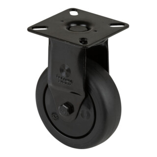 BS Rollen Roulette fixe A810.A85.075, diamètre 75 mm, L 25 mm, 60 kg avec plaque de fixation, gris