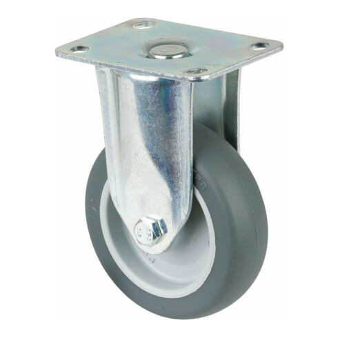 BS Rollen Roulette fixe C110.A80, diamètre 100mm, L 30mm avec plaque de fixation, gris 80kg