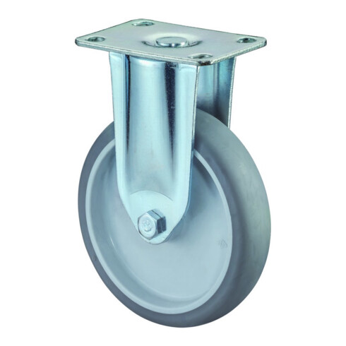 BS Rollen Roulette fixe C110.A80, diamètre 125 mm, L 31 mm avec plaque de fixation, gris 100 kg