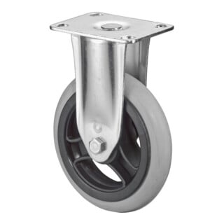 BS Rollen Roulette fixe C110.A86 Ø 125 mm I 32 mm 80 kg gris avec plaque de fixation