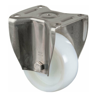BS Rollen Roulette fixe, diamètre 125 mm, L 45 mm, 700 kg, HS110 .B14, avec plaque de fixation blanc