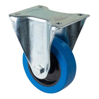 BS Rollen Roulette fixe L610.B61 Ø 125 mm I 45 mm 140 kg bleu avec plaque de fixation