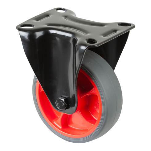 BS Rollen Roulette fixe L810.B44.101.03, diamètre 100 mm, L 32 mm, 110 kg avec plaque de fixation, gris