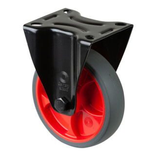 BS Rollen Roulette fixe L810.B44.126.03, Ø 125 mm, L 32 mm, 120 kg avec plaque de fixation, gris