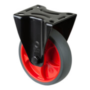 BS Rollen Roulette fixe L810.B44.126.03, Ø 125 mm, L 32 mm, 120 kg avec plaque de fixation, gris