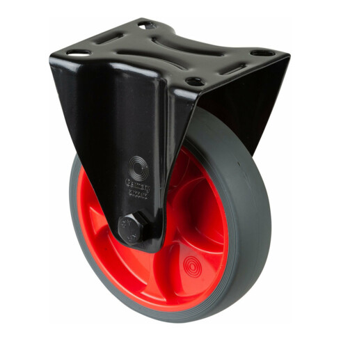 BS Rollen Roulette fixe L810.B44.126.03, Ø 125 mm, L 32 mm, 120 kg avec plaque de fixation, gris