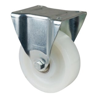 BS Rollen Roulette fixe N110.B15 Ø 150 mm I 40 mm 400 kg blanc avec plaque de fixation