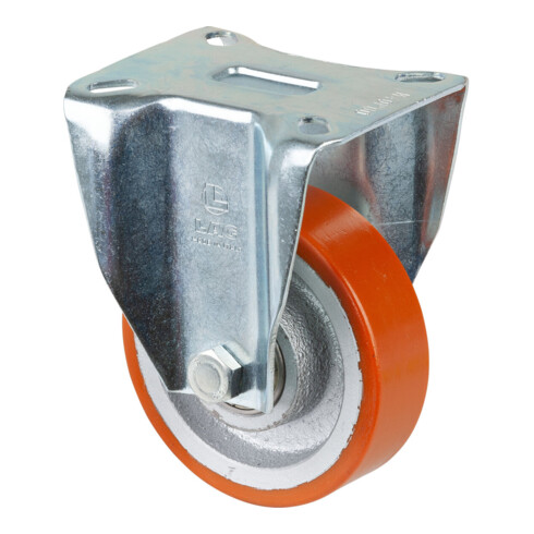BS Rollen Roulette fixe N110.C10 Ø 100 mm, L 30 mm, 300 kg avec plaque de fixation orange
