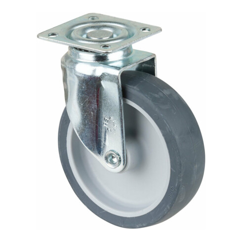 BS Rollen Roulette pivotante A200.A80, avec plaque, diamètre 80, L 21mm, 50kg, caoutchouc