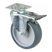 BS Rollen Roulette pivotante A220.A80, avec frein total, platine, 80, L 21mm, 50kg caoutchouc