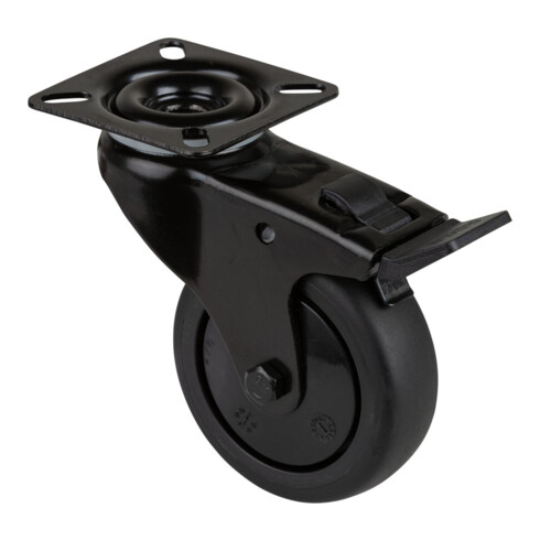 BS Rollen Roulette pivotante A820.A85.075 avec plaque, Ø 75 L 25mm, 60kg TPR