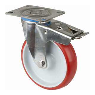 BS Rollen Roulette pivotante avec roue à bandage plein, Ø 125 mm, H120.L26, 130 kg, acier inoxydable