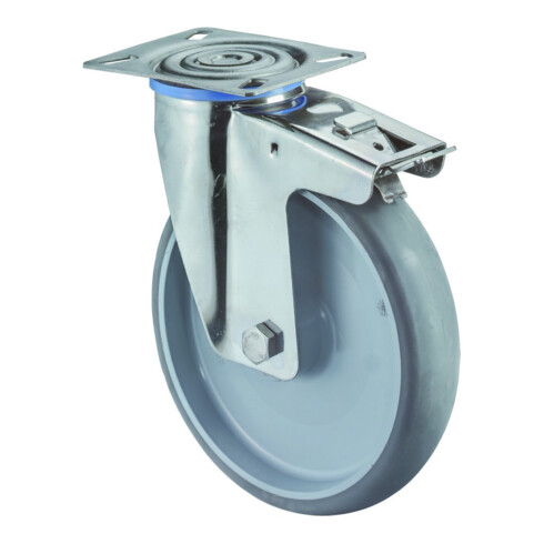 BS Rollen Roulette pivotante avec roue fixe, diamètre 200 mm, H120.I43, 200 kg acier inoxydable
