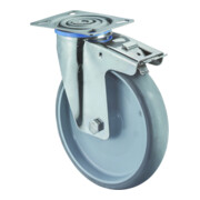 BS Rollen Roulette pivotante avec roue fixe, diamètre 200 mm, H120.I43, 200 kg acier inoxydable