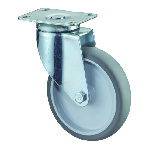 BS Rollen Roulette pivotante C100.A80, avec plaque, diamètre 125, L 31mm 100kg, caoutchouc