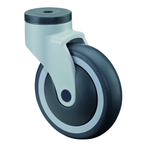BS Rollen Roulette pivotante C101.A82 avec trou arrière, Ø 125 L 32mm, 120kg caoutchouc