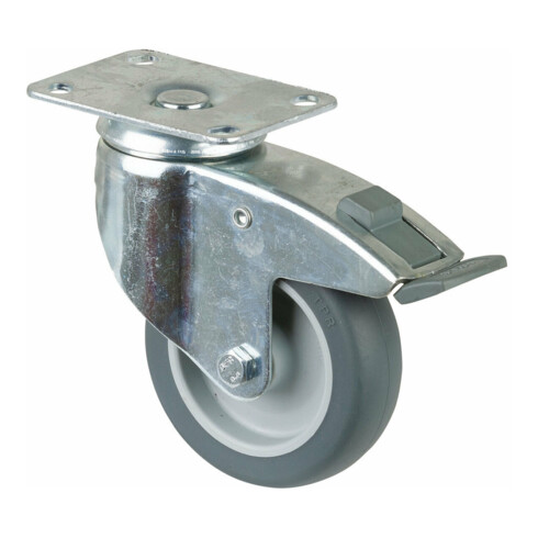 BS Rollen Roulette pivotante C120.A80, Ø 100, L 30mm avec plaque 80kg, caoutchouc