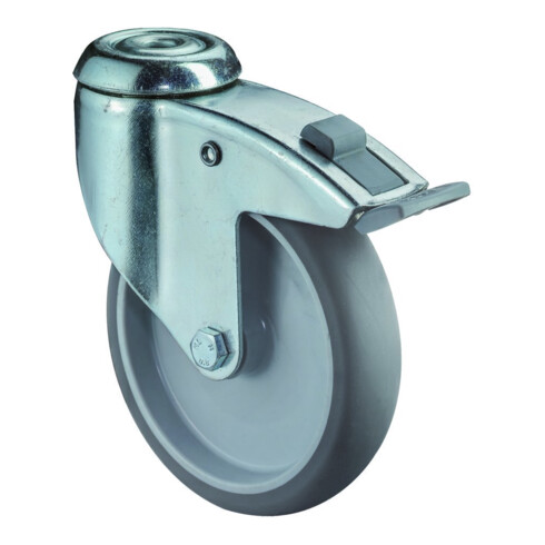 BS Rollen Roulette pivotante C121.A80m. fixe avec frein, Ø 125, L 31mm 80kg, caoutchouc