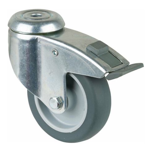 BS Rollen Roulette pivotante C121.A80m. Fixe totale avec frein, Ø 100, L 30mm 80kg, caoutchouc