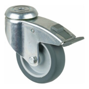 BS Rollen Roulette pivotante C121.A80m. Fixe totale avec frein, Ø 100, L 30mm 80kg, caoutchouc