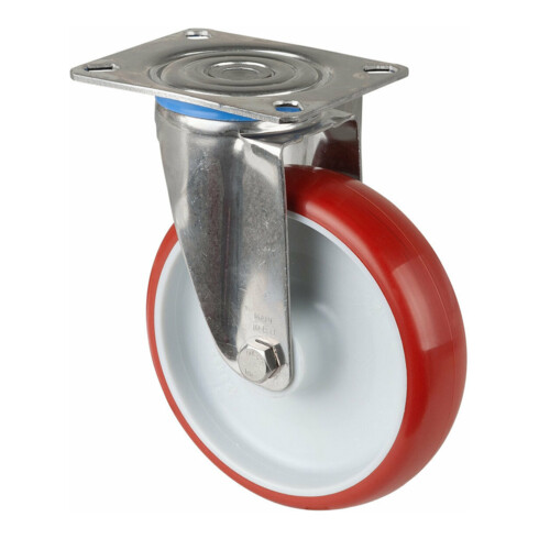 BS Rollen Roulette pivotante, diamètre 125 mm H100.L26 130 kg acier inoxydable